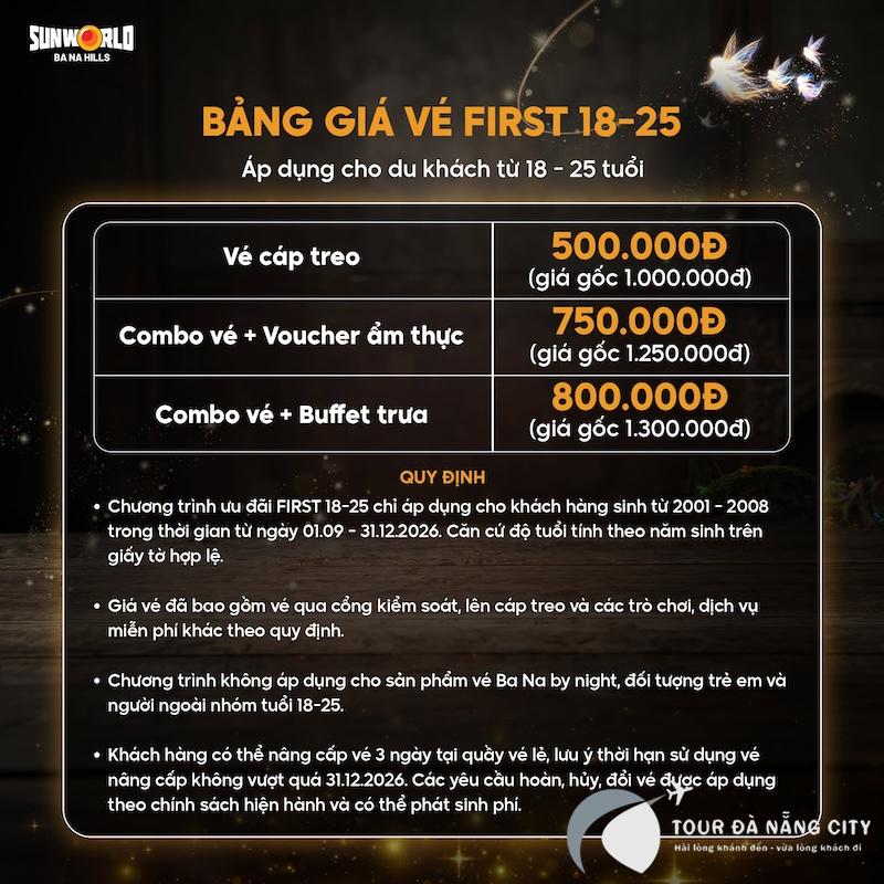 Bảng giá vé Bà Nà Hills khuyến mãi áp dụng cho U18 - U25